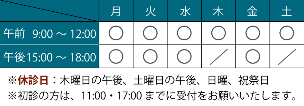 粟井内科診療所の診療時間